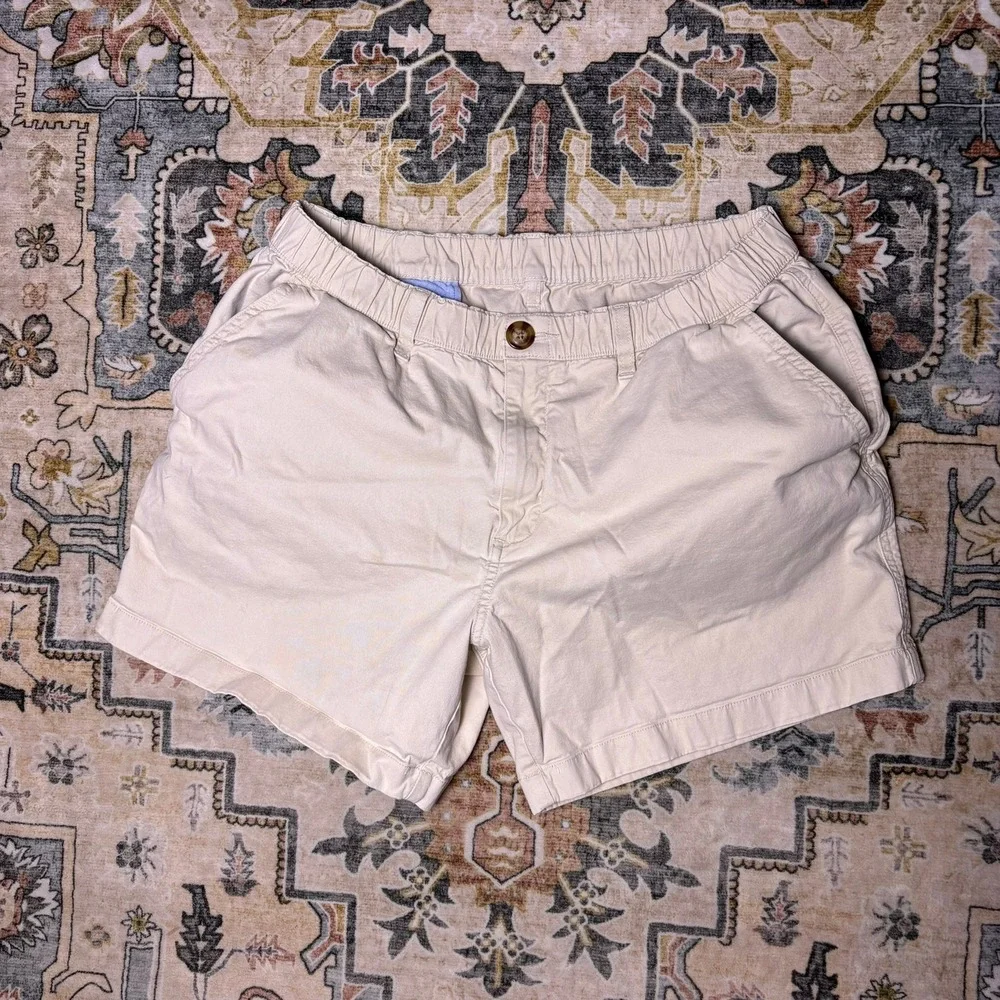 Chubbies Originals Mens Tan Khaki Elastic Waist Summer Shorts 5.5 Inseam Large